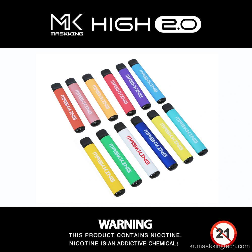 도매 Maskking High 2.0 400Puffs 일회용 전자 담배