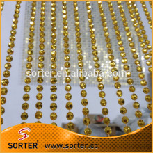 Metallic gold faceted plastic beaded chain curtain screen