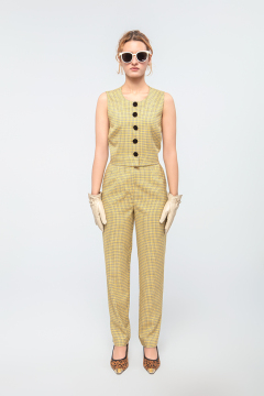 Vintage-Inspired Yellow Checkered British-Style Vest
