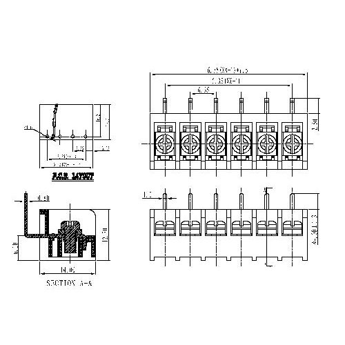 AT816-6.35XXX-R Barrier Terminal Block Pitch6.35mm 