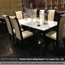 modern nature white marble top stainless steel dining table 2.2m