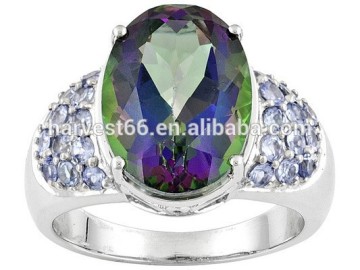 Mystic Fire Topaz 7.00ct With .69ctw Tanzanite Sterling Silver Ring