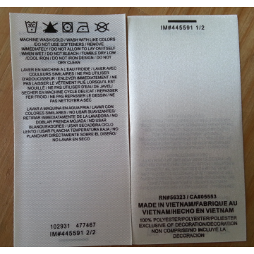 Custom Waterproof Hot Melting Press Clothing Care Label TPU Shoe Tongue Label Adhesive Label Tag