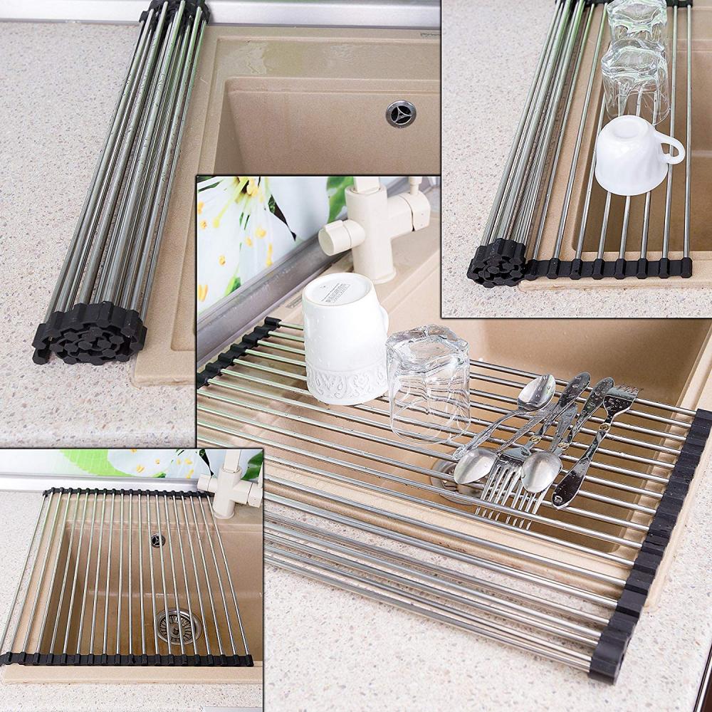 Foldable Multipurpose Stainless Steel Silicone Drain Rack