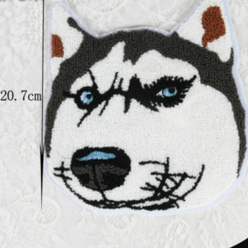 Cartoon Husky Dogs Towel Chenille Embroidery Rope Patches