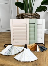 Interior Cafe Style White Basswood Louvered Shutters