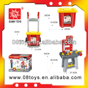 Tool trolley with drawers plastic toy tool box set