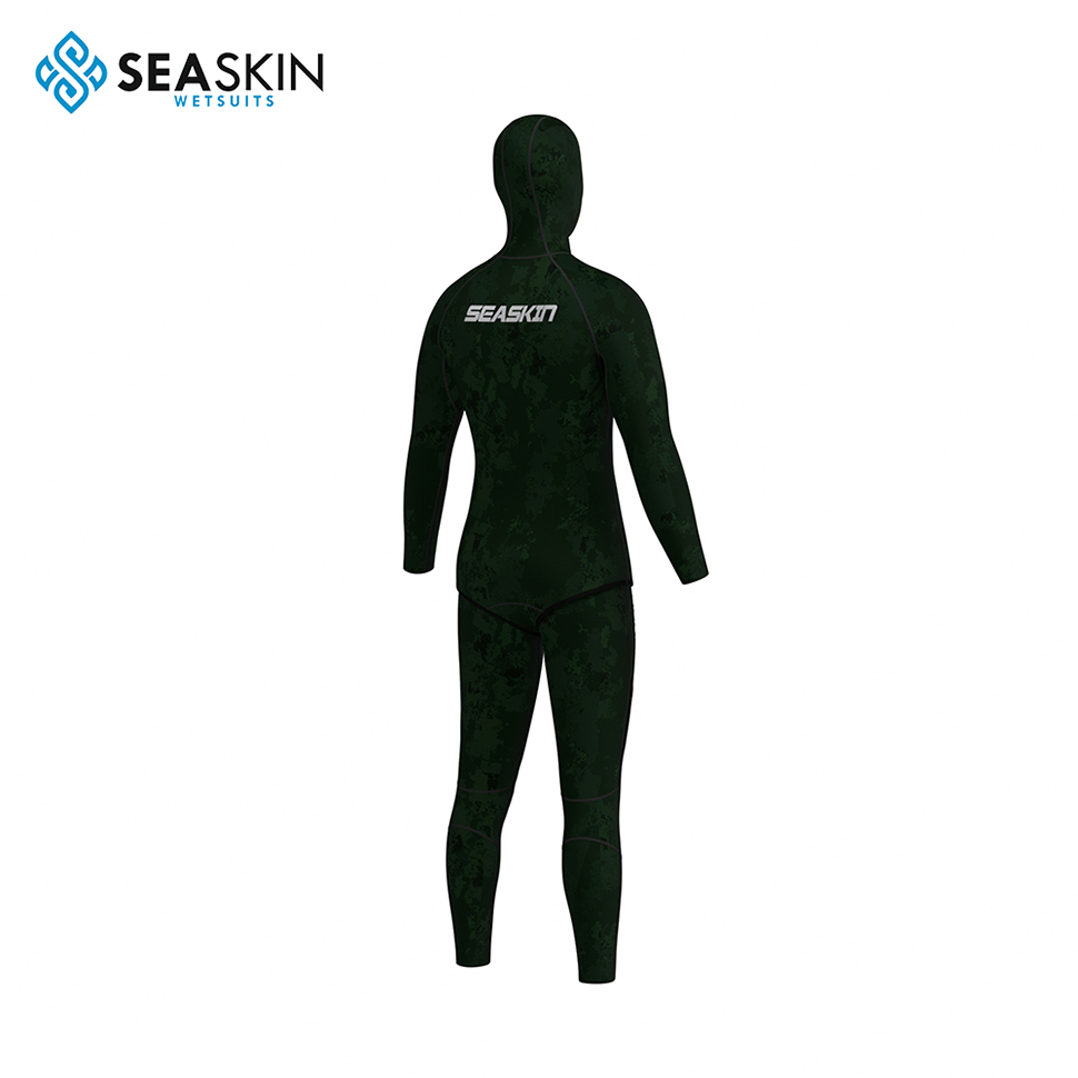 Seaskin Custom Yamamoto 5mm 2 adet Kamuflaj Kapşonlu Neopren Spearfishing Dalış Wetsuit