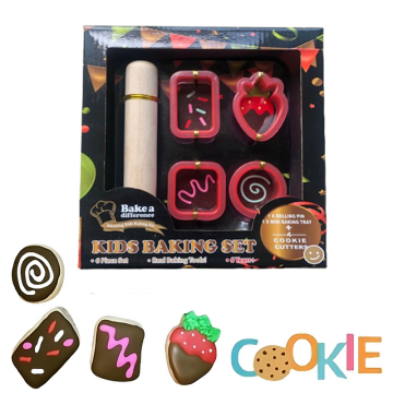 Kids Baking Set: Mini Rolling Pin, Cookie Trays & Cutters