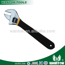 WT0301003 Full polish adjustable wrench with plastic-dipped handle