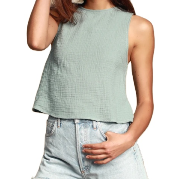 Crop Poplin Backless Strappy Crop Top
