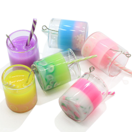 Hottest 3D Glass Fruit Slice Milk Tea Cup Art Decor Drink Bottle Decoration Crafts Keyring Ornament Accessories