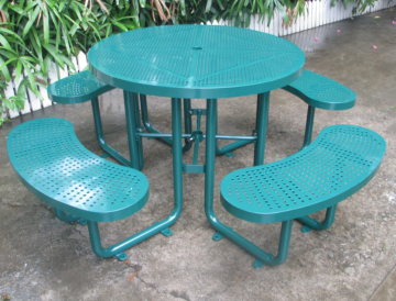 Metal outdoor table and bench picnic table with bench