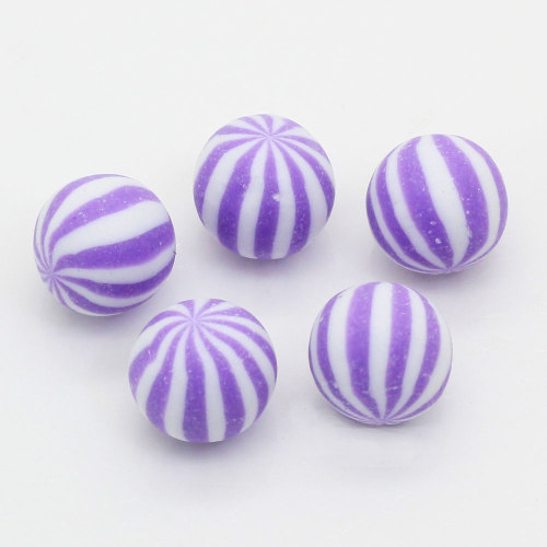 Mixed Color Watermelon Stripe Bead Without Hole Polymer Clay Simulation Candy Round Beads For Children Re-ment Accessories