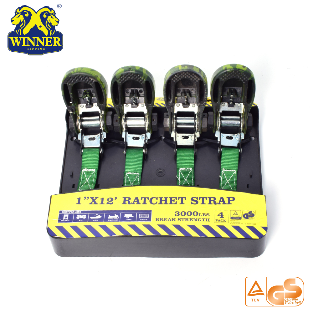 4PC 1 Inch Package Camouflage Ratchet Tie Down Strap