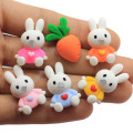 100 pièces Kawaii dessin animé lapin carottes dos plat résine Cabochon ajustement téléphone décor Scrapbooking artisanat bricolage enfants cheveux arc accessoires