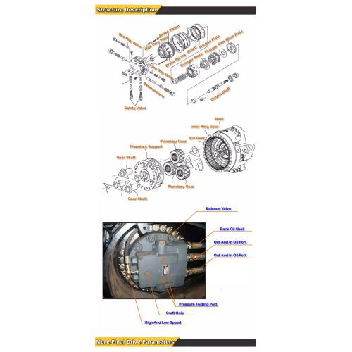 Ostateczny napęd Ass&#39;y wał 22U-27-21110 dla koparki Komatsu PC220-8