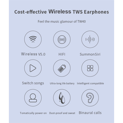 Auriculares internos estéreo inalámbricos verdaderos TW40 HIFI