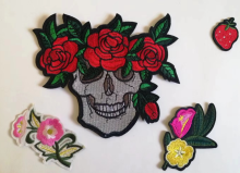 skull pattern embroidery patch backing glue