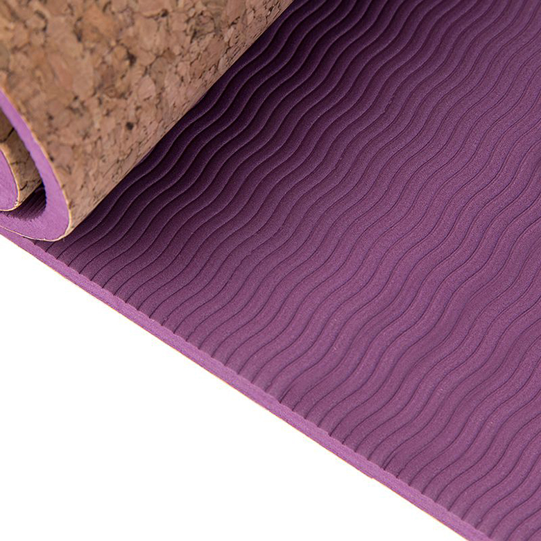 9mm OEM custom non slip eco friendly tpe rubber cork yoga mat with double layer