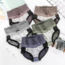 Graphene Bottom High Waist Belly Contracting Lace Briefs for Hip Lifting (Plus Size)