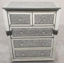 Crushed Diamond 5 Drawer MDF Mirrored Chest