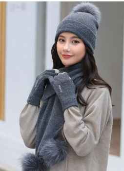 100% Acrylic Knitted Beanie Hats /Scarf /Shoulder