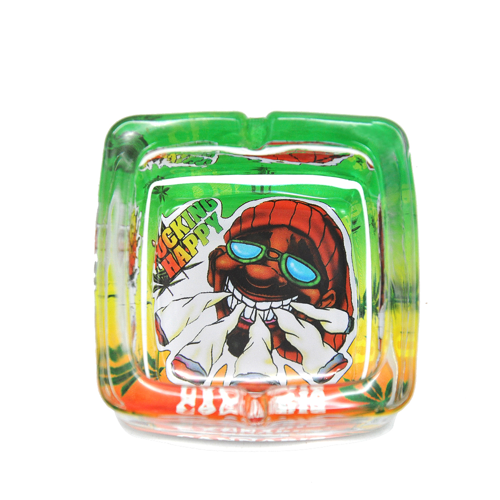 Square Glass Ashtray 70MM Glass Storage Ash Tray Different Pattern To Choose Smoking Accessories