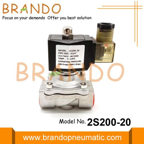 Válvula solenoide de acero inoxidable de 3/4 pulgadas 220 V CA