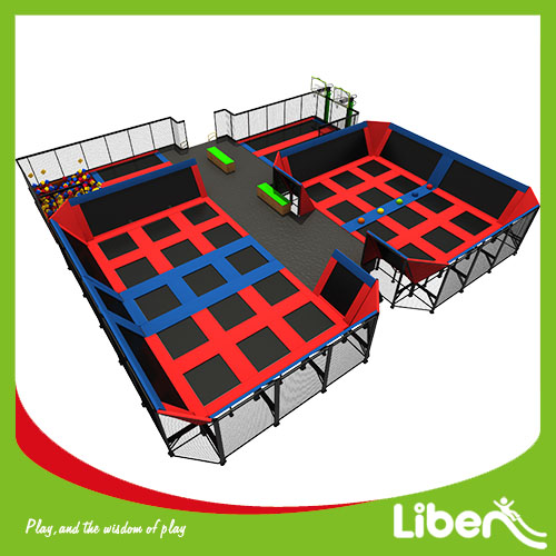 professional indoor trampoline park with climbing wall