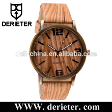 Custom Japan Movement Genuine Leather Strap Watches Simulation Wooden Relojes