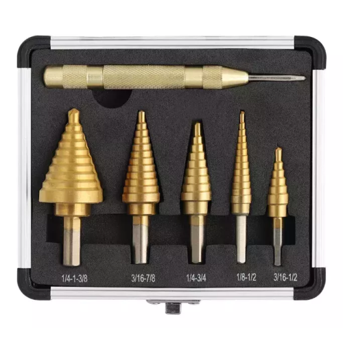 Hot Sale Steped Drill Bit Set OEM 6pcs HSS Titanium gecoate stappenboorbit voor metaal