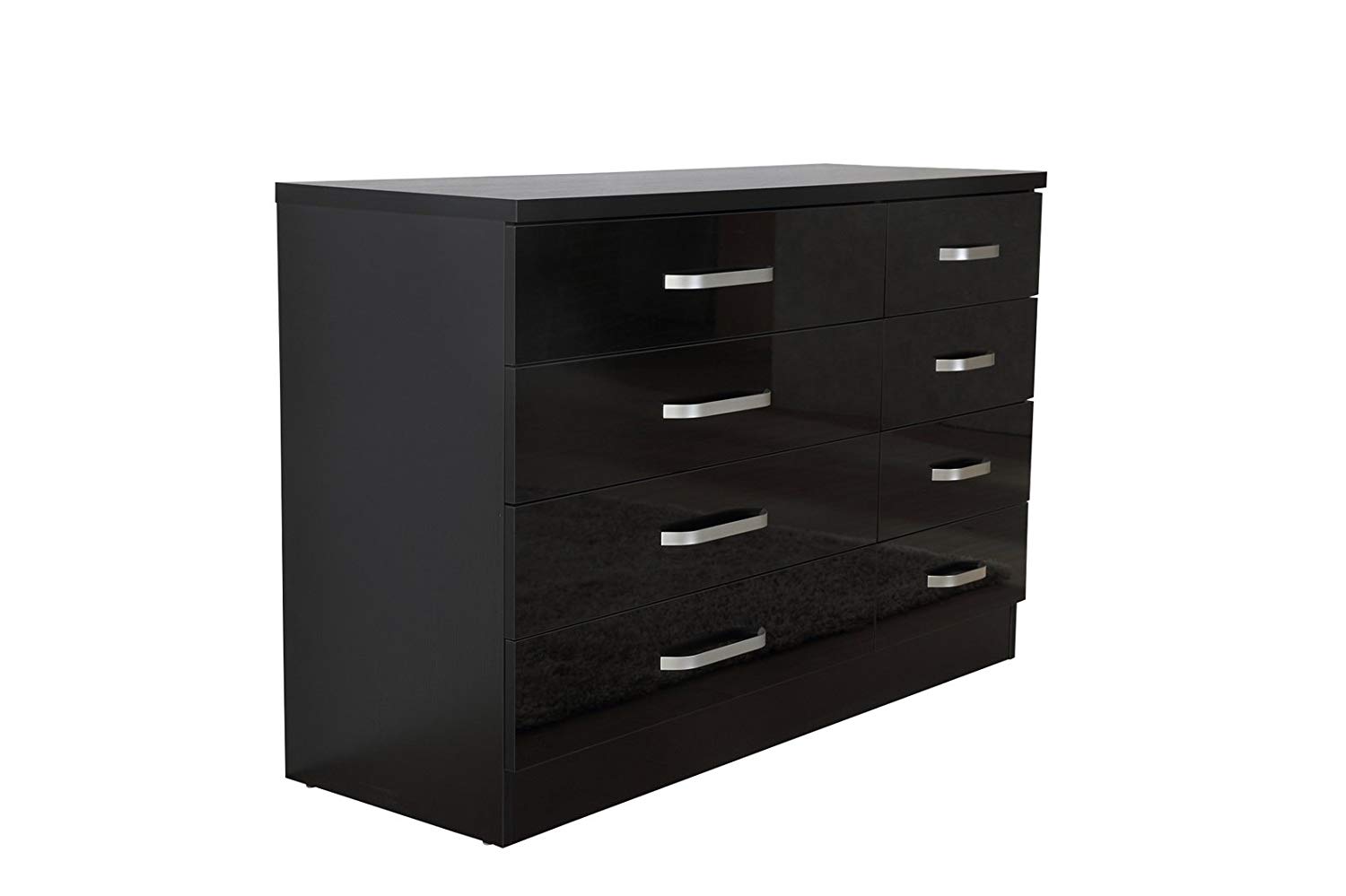 Black High Gloss Tall 8 Drawers Chest Drawer Furniture Drawer Cabinet