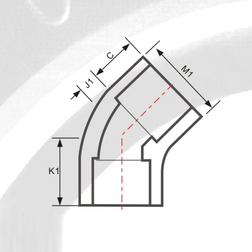 ASTM Sch80 Upvc Elbow 45 ° Warna Kelabu Gelap