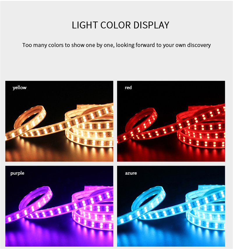 220V IP65 PVC cover SMD 5050 220V RGB led strip 60 72 120 Leds flexible strip light Smart Strip Light
