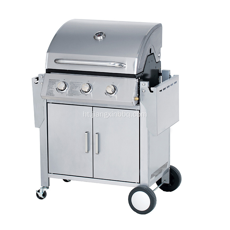 3 Brûleurs ak Side Burner Gaz Grill