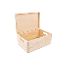 Unpainted Large Wooden Storage Box with Hinged Lid - Perfect for Gifts and Home Organization