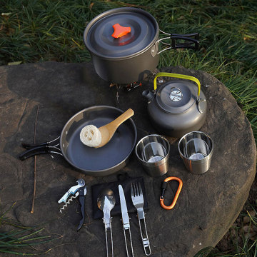 WinPolar 2-3 Person Camp Cookware Set for Picnic and Backpacking