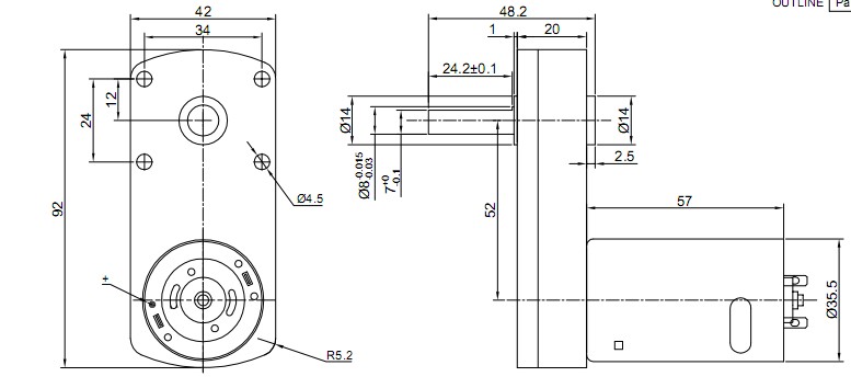 12 volt dc right angle gear motor with gear reduction