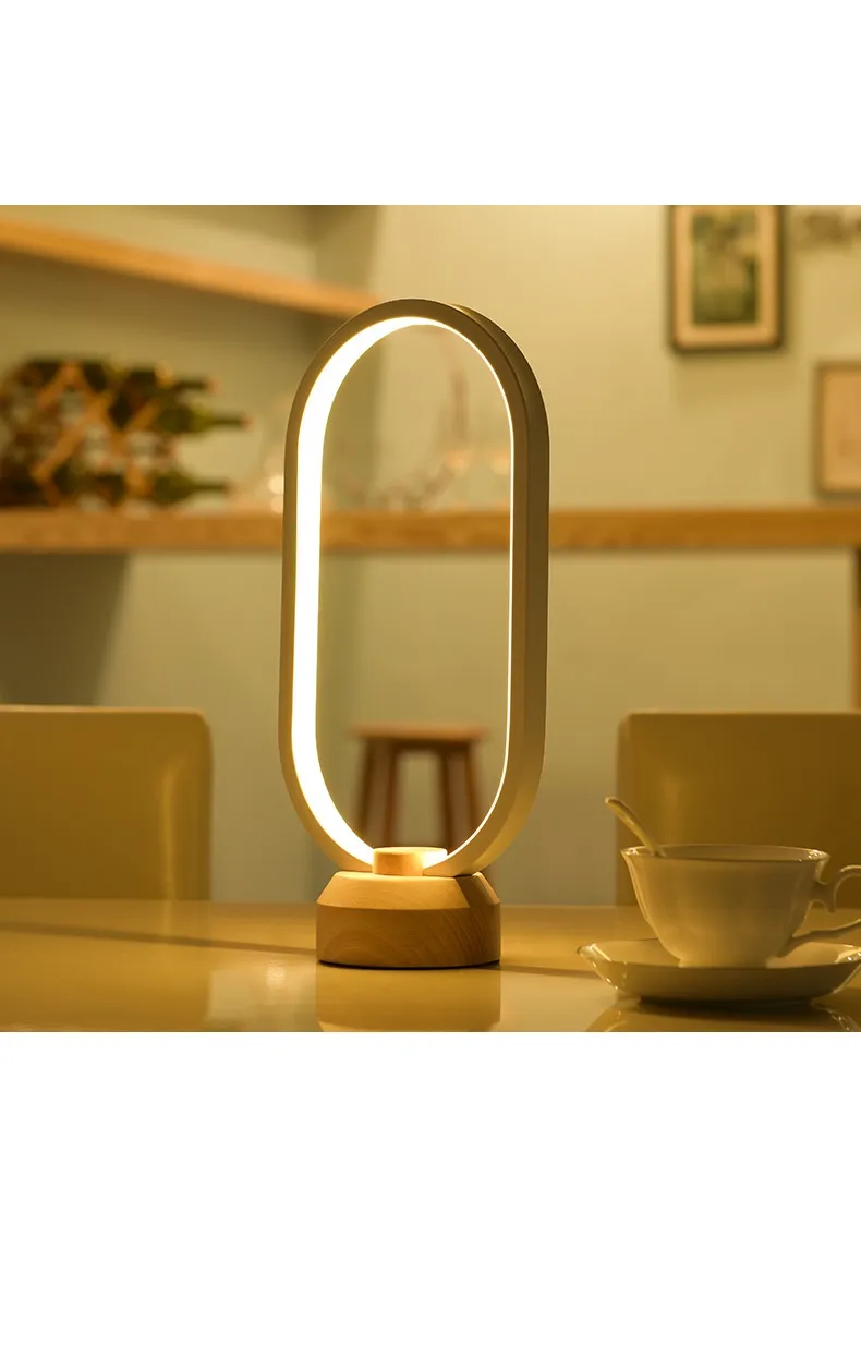 Best Birthday Present Wooden Night Light Modern Style Wood Bedside Table Lamp