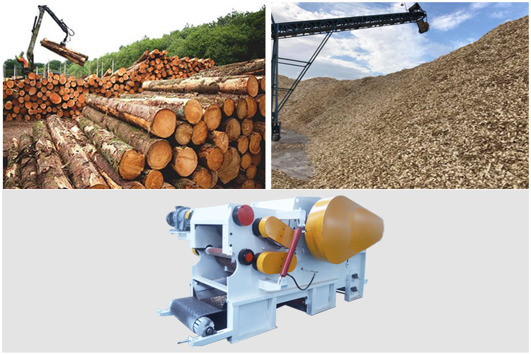 Large capacity drum wood chipper waste wood log crusher for power plant use