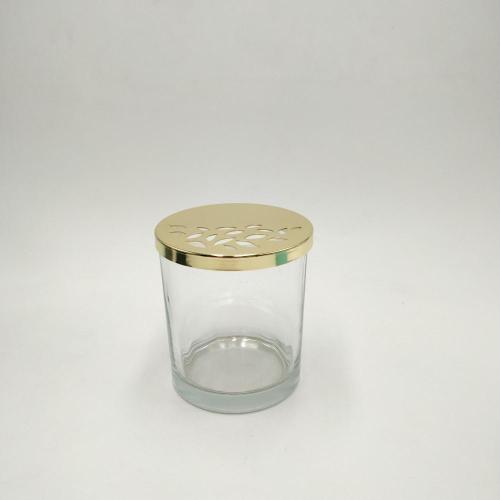 groothandel 8oz lege container glazen kaarsenpot met goudkleurig metalen deksel;