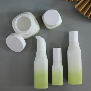 Green opal glass bottle and jar packaging