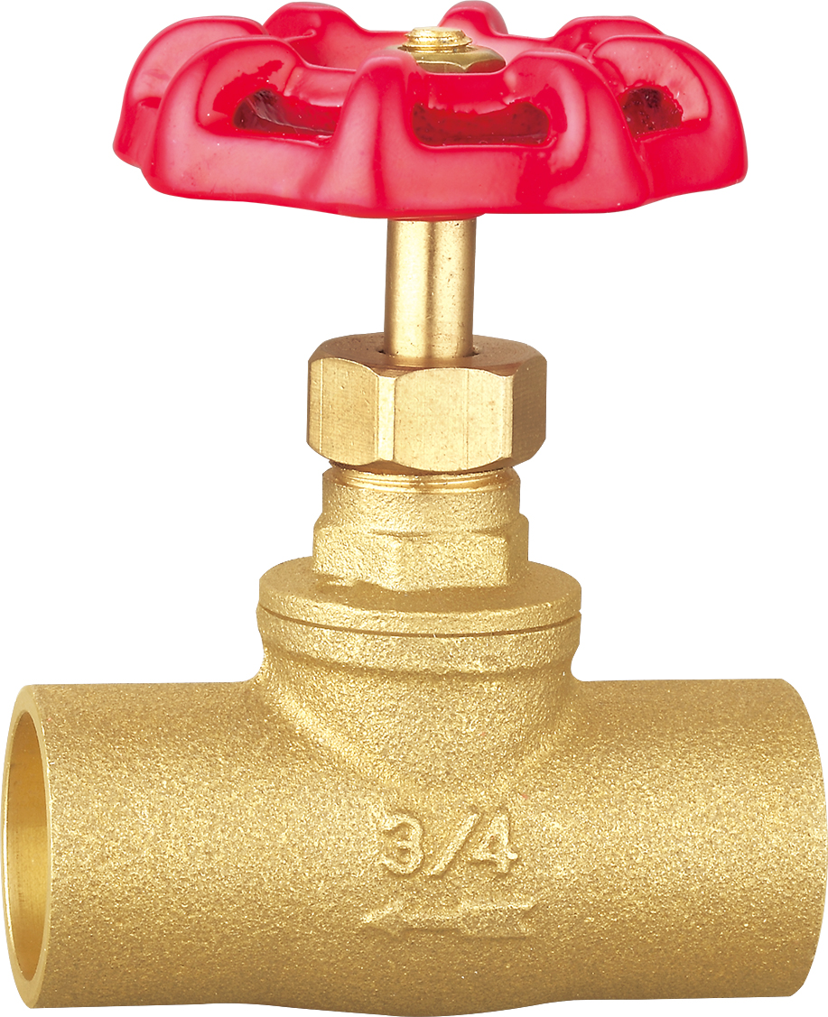 1/2"-3/4" Lead Free Red Handle Rough Straight Bronze Brass Soldering Stop Valve