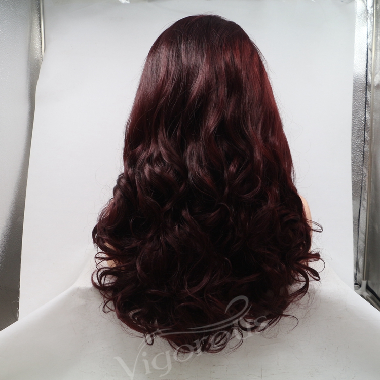 Vigorous mono long premium high quality straight wave wholesale black women synthetic hair wigs with lace front