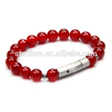 Men's Handmade Red Agate Beaded Bracelet