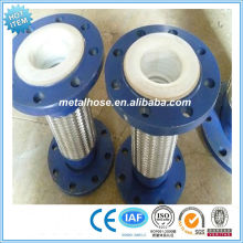 Flexible PTFE lined hose with flange /flanged ss304 Teflon hose manufacturer