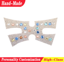 Hot melt rhinestone patches decorative lady flip flop shoes upper