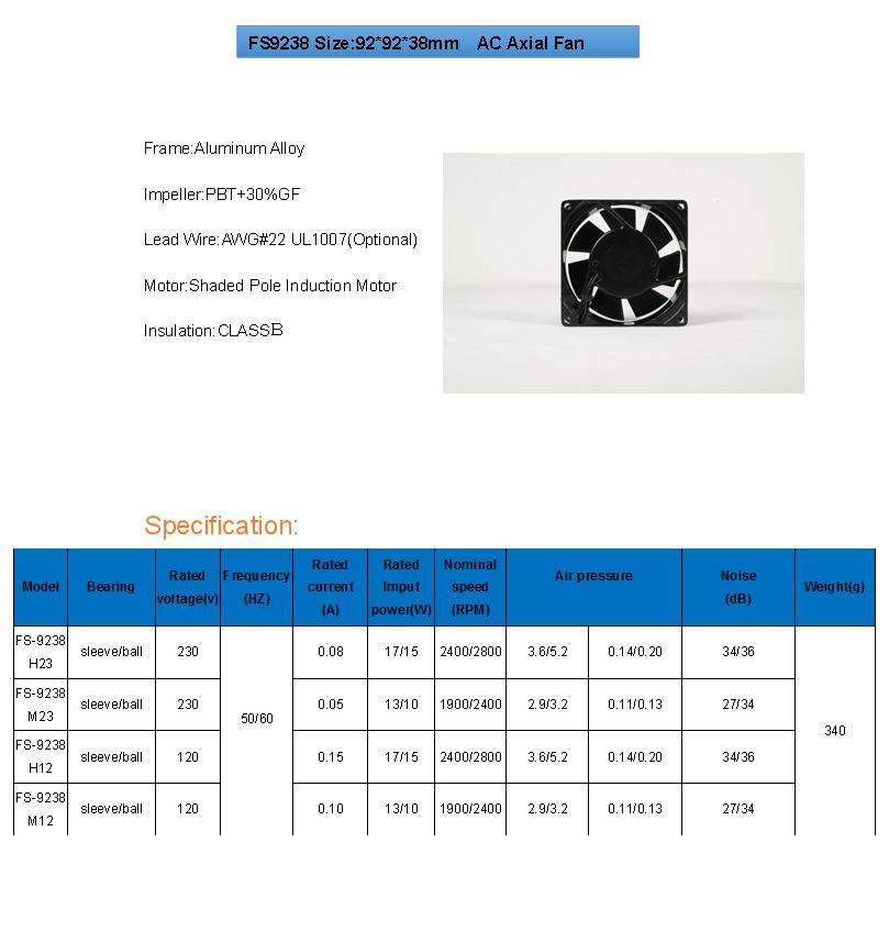 9238 AC ventilateur 9238 AC fan