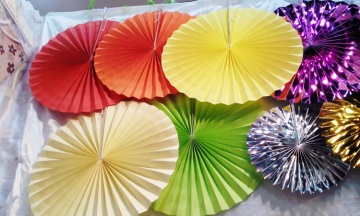 Rainbow Pinwheel Design Paper Fan Decoration